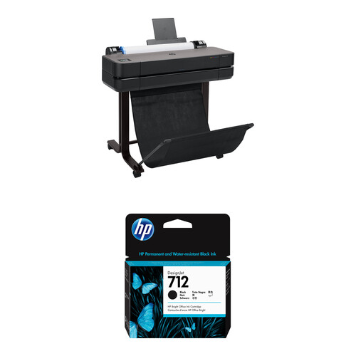 HP DesignJet T630 24" Large Format Plotter Printer with High-Capacity Black Ink Cartridge Kit (2025 Edition)