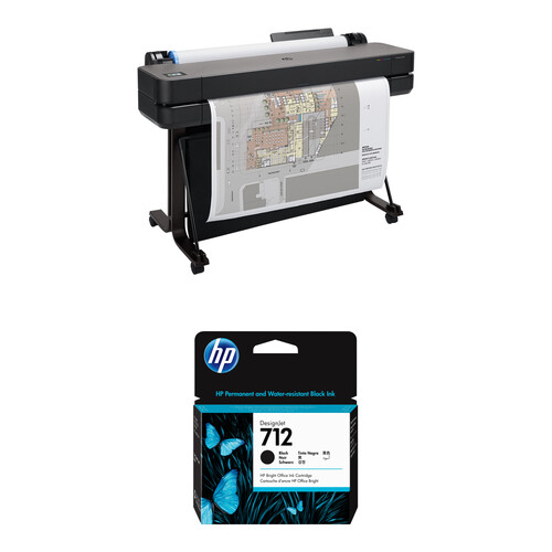 HP DesignJet T630 36" Large Format Plotter Printer with High-Capacity Black Ink Cartridge Kit (2025 Edition)