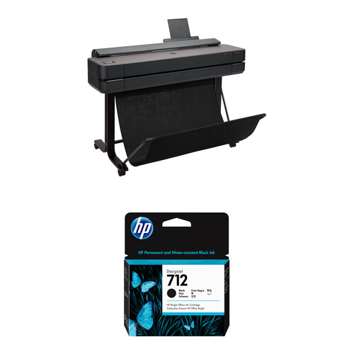 HP DesignJet T650 36" Large-Format Wireless Plotter Printer with High-Capacity Black Ink Cartridge Kit