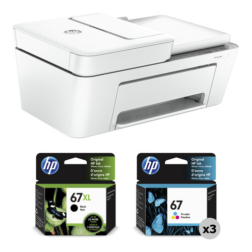 HP DeskJet 4255e All-in-One Wireless Color Inkjet Printer with 67XL High-Yield Black and HP 67 Standard Tri-Color Ink Cartridges Kit