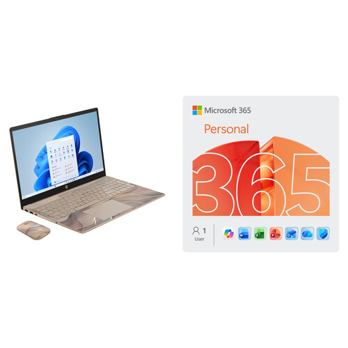 HP 15.6" 15-fc0510ds Multi-Touch Notebook (Chai Latte) with Microsoft 365 Personal
