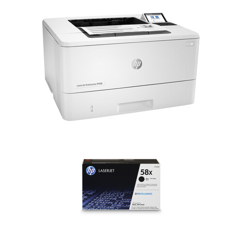 HP LaserJet Enterprise M406dn Monochrome Laser Printer with 58X High-Yield Black LaserJet Toner Cartridge Kit