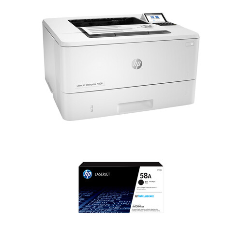 HP LaserJet Enterprise M406dn Monochrome Laser Printer with 58A Black LaserJet Toner Cartridge Kit