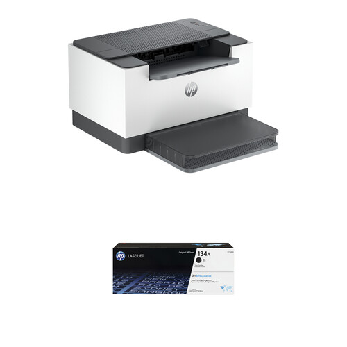 HP LaserJet M209d Monochrome Printer with 134A Black Original LaserJet Toner Cartridge Kit