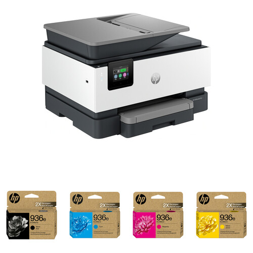HP OfficeJet Pro 9125e All-in-One Printer with Black and Color OfficeJet Pro Ink Cartridges Kit