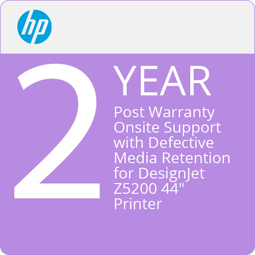 HP 2-Year Post Warranty Onsite Support with Defective Media Retention for DesignJet Z5200 44" Printer
