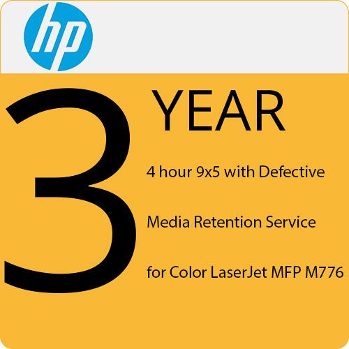 HP 3-Year Same Day Onsite Service with Defective Media Retention for Color LaserJet MFP M776 Printers