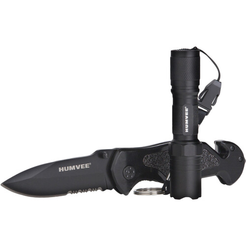 Humvee Emergency Rescue Folding Knife and LED Light Combo