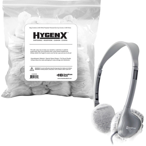 HamiltonBuhl HygenX Personal Disposable Ear Cushion Covers for On-Ear Headphones & Headsets (White, 1000 Pair)