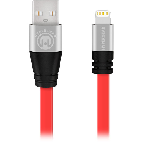 HyperGear Flexi MFi Lightning Charge & Sync Flat USB Cable (6', Red)
