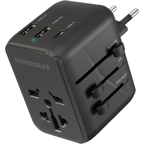 HyperGear 4-in-1 Worldwide Travel Adapter (Black)