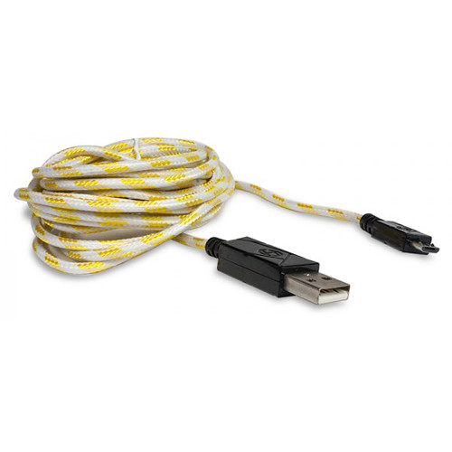 HYPERKIN Polygon 10' Braided Micro-USB Charge Cable for PS4/Xbox One/PS Vita 2000 (Gold/White)
