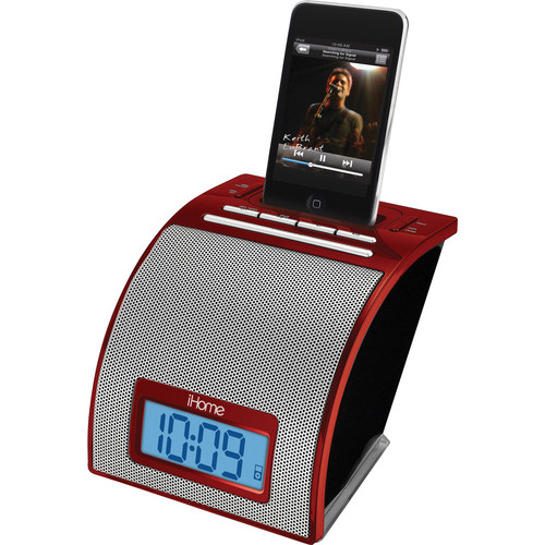 iHome iH11 Spacesaver Alarm Clock for iPod (Red)