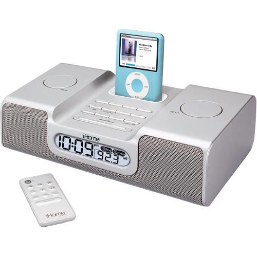 iHome iH8 Dual Alarm Clock Radio (Silver)