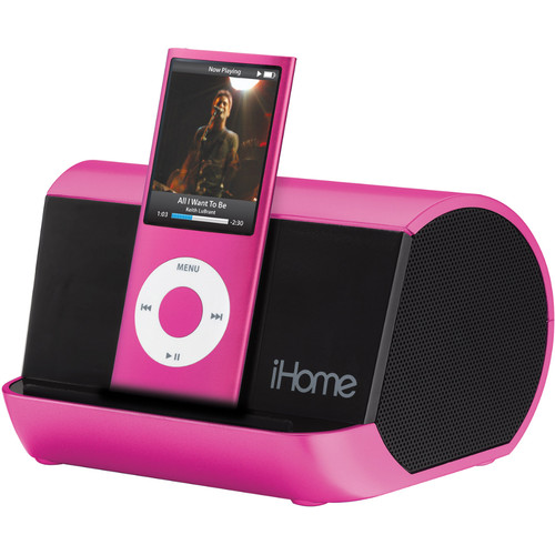 iHome iHM10P Portable MP3 Player Stereo Speaker System (Pink)