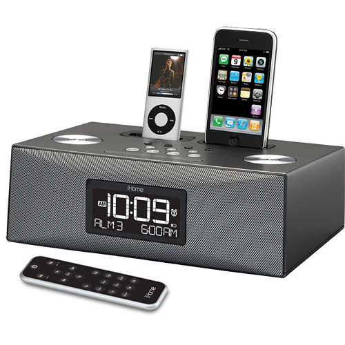 iHome iP86G Dual Dock Alarm Clock Radio for iPhone/iPod (Black)
