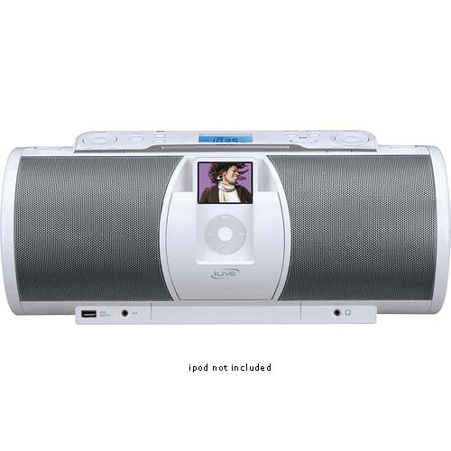 iLIVE IBCD3817 CD Boombox with iPod Dock (White) IBCD3817DT B&H