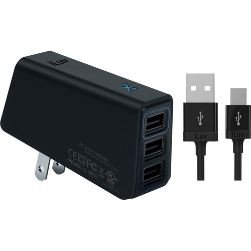 iLuv IAD235 Compact Triple USB AC Charger With Micro USB Cable