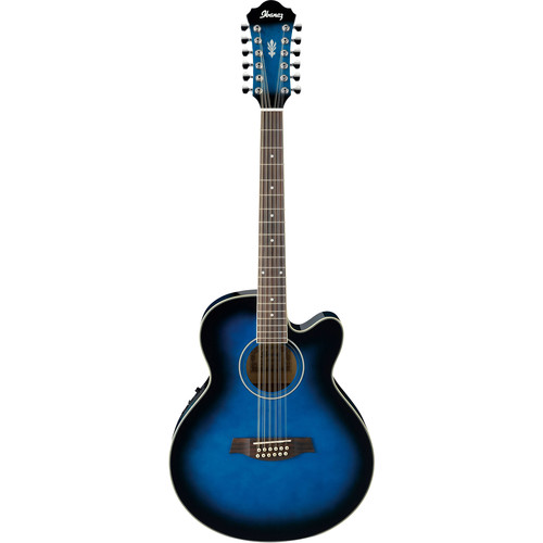 Ibanez AEL1512E Acoustic/Electric 12-String Guitar (Transparent Blue Sunburst)