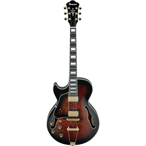 Ibanez AG95QA Artcore Expressionist Series Hollow-Body Electric Guitar (Left-Handed, Dark Brown Sunburst)