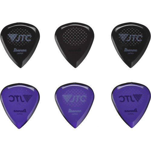 Ibanez JTC1R Tritan 2.5mm Teardrop Guitar Picks (3 Amethyst, 3 Onyx)
