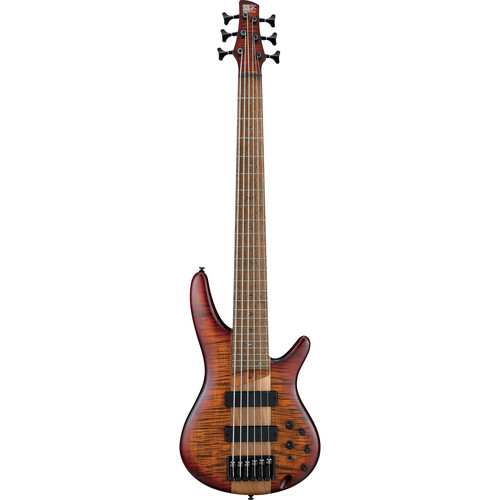Ibanez SR876 SR Standard Series 6-String Electric Bass (Brown Topaz Burst Flat)