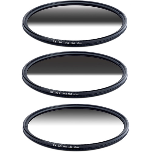 Ice Soft-Edge Graduated, Hard-Edge Graduated, and Reverse-Graduated Neutral Density Filter Kits (62mm)