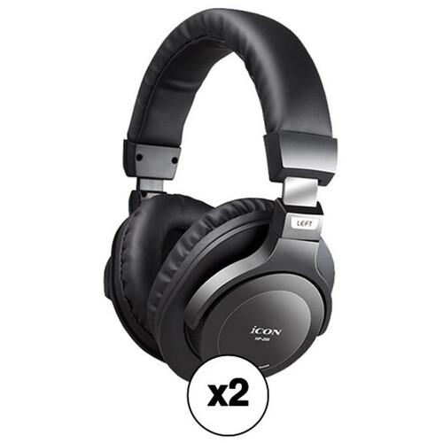 Icon Pro Audio HP200 Closed-Back Studio Monitor Headphones (2-Pack)