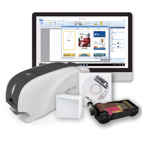 IDP SMART-31D Double-Sided ID Card Printer with Magnetic Encoding Kit with 250-Print Ribbon