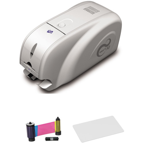 IDP SMART-30S Single-Sided ID Card Printer with YMCKO Ribbon & 500 Cards Kit