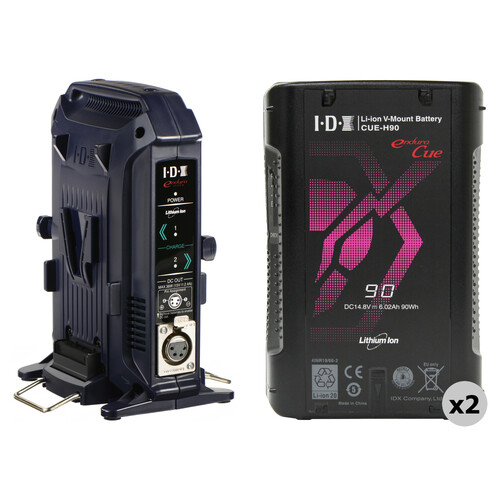 IDX System Technology 2 x 90Wh V-Mount Batteries with 2-Bay Compact V-Mount Charger Kit
