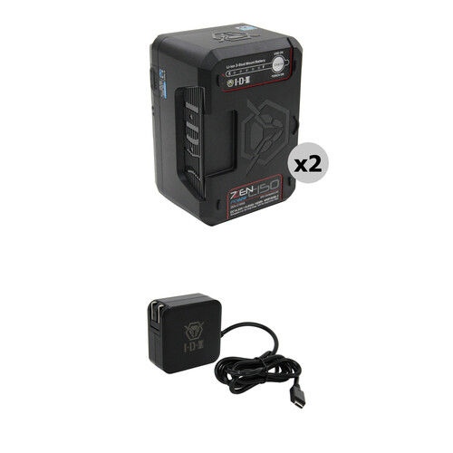 IDX System Technology 2 x ZEN-C150G Gold Mount Li-Ion Batteries with Pocket Travel Charger Kit (145Wh)