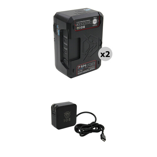 IDX System Technology 2 x ZEN-C98G Gold Mount Li-Ion Batteries with Pocket Travel Charger Kit (97Wh)