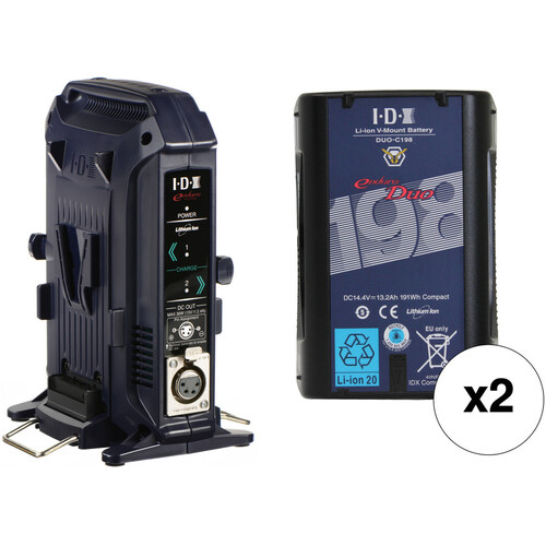 IDX System Technology Dual DUO-C198 14.4V 191Wh V-Mount High-Load Battery Kit with 2-Channel Charger