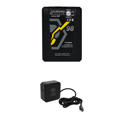 IDX System Technology Imicro-98P 97Wh Battery Kit with UC-PD1 Pocket Fast Charger/Power Supply (Mini V-Mount)