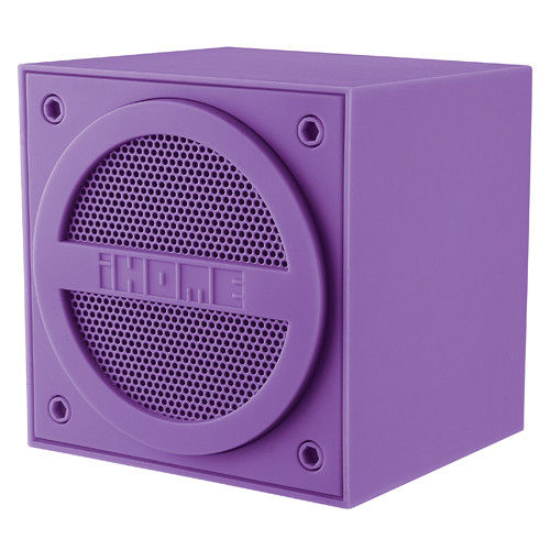 iHome Bluetooth Rechargeable Mini Speaker Cube in Rubberized Finish (Purple)