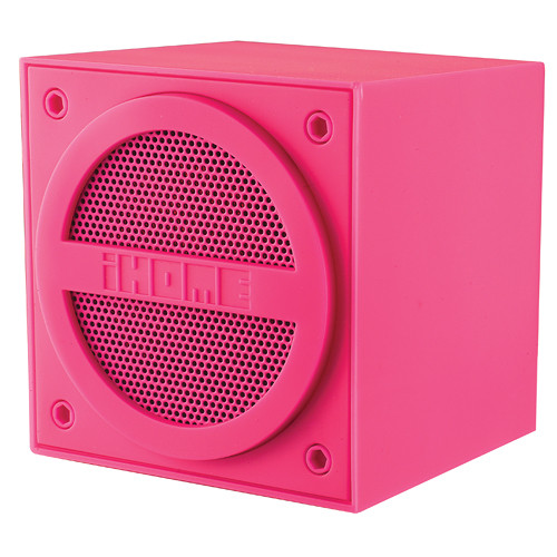 iHome Bluetooth Rechargeable Mini Speaker Cube in Rubberized Finish (Pink)