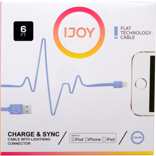 iJOY Lightning to USB Flat Line Cable (6', Blue)