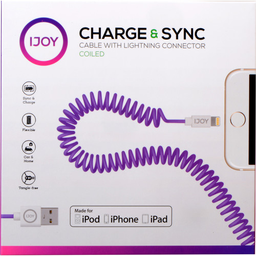 iJOY Coiled Lightning to USB 2.0 Cable (3', Purple)