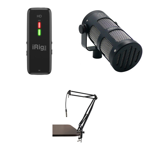IK Multimedia iRig Pre HD Audio Interface Kit with Sonotronics PODCAST PRO Mic and Boom Arm