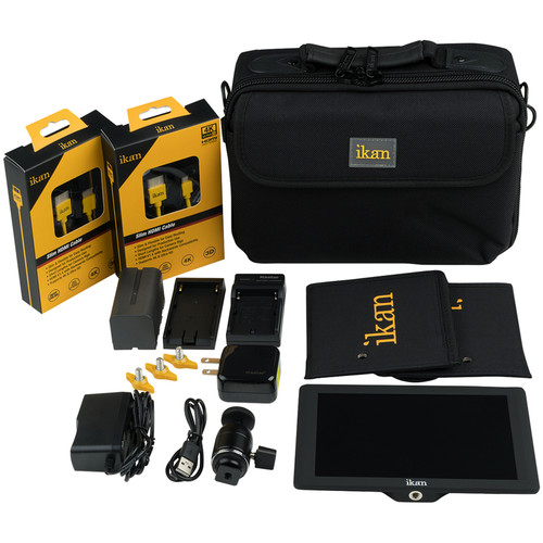 ikan DH7 7" HDMI LCD Monitor Deluxe Kit with Canon 900-Series Type Battery, Plate, & Charger