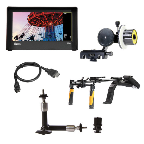 ikan DSLR Shoulder Rig Turnkey Kit, Follow Focus, Monitor w/Nikon Type Battery Plate