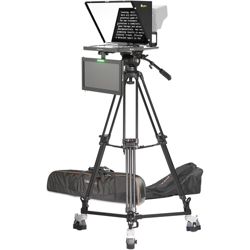 ikan 15" 4:3 Teleprompter with Talent Monitor, Tripod & Dolly Turnkey