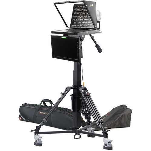 ikan 19" 4:3 Teleprompter with Motorized Pedestal/Dolly Turnkey & Talent Monitor Kit
