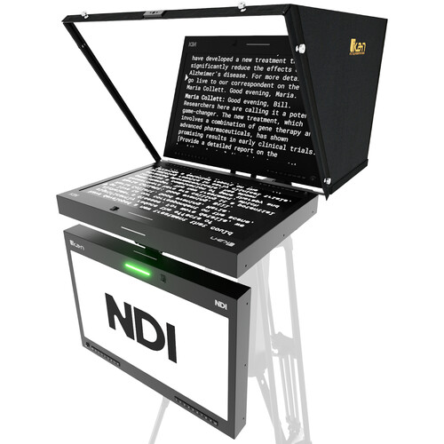 ikan Aura 19" PoE++ PTZ NDI Teleprompter with NDI Talent Monitor & IP Tally