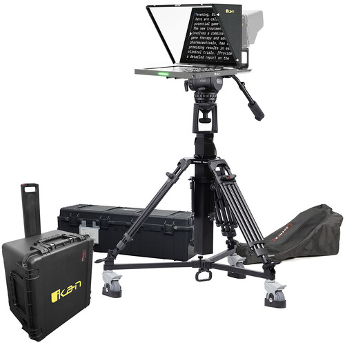 ikan 19" Widescreen Teleprompter with Motorized Pedestal/Dolly Turnkey & Travel Kit