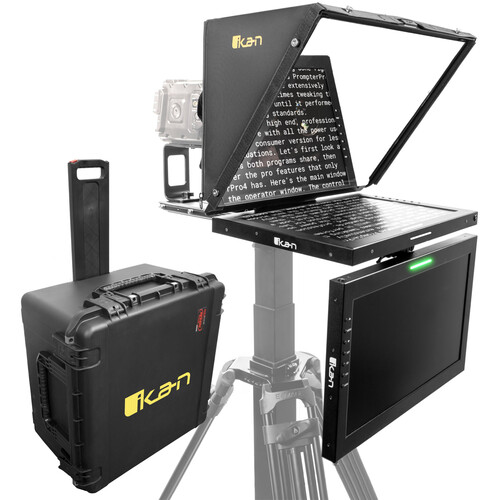 ikan 19" Teleprompter with Widescreen Script Monitor, Talent Monitor & Travel Kit