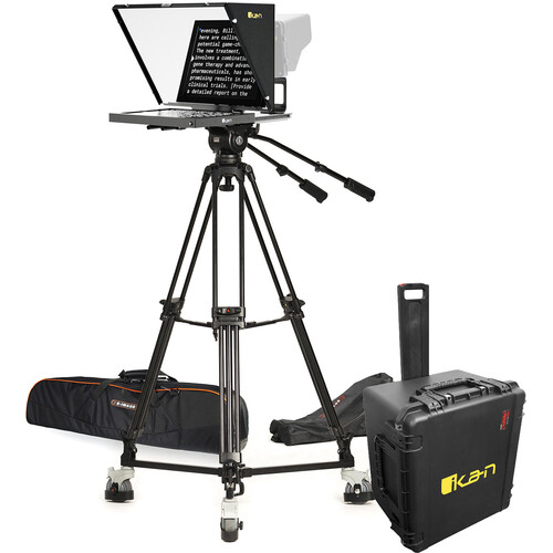 ikan PT4500 15" Teleprompter, Tripod & Dolly Turnkey with Hard Travel Case