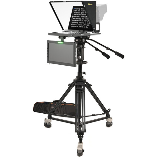 ikan PT4500 15" Teleprompter with Talent Monitor, Pedestal & Dolly Turnkey Kit