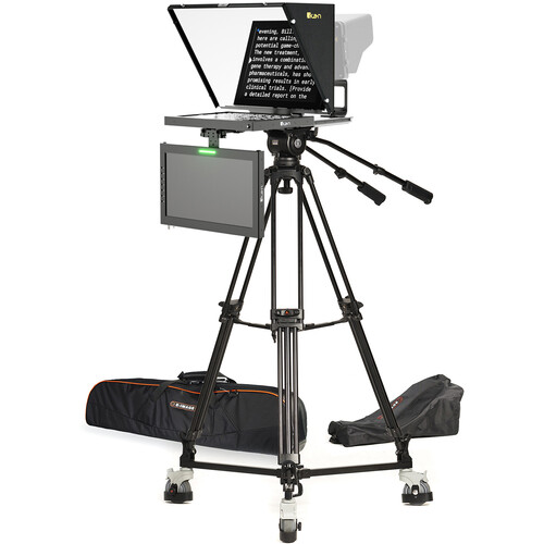 ikan PT4500 15" Teleprompter with Talent Monitor, Tripod & Dolly Turnkey Kit